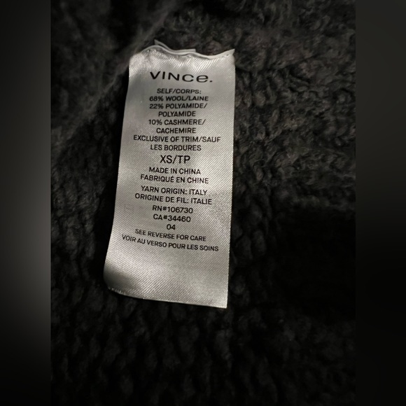 VINCE charcoal gray SOFT thick wool cashmere knit oversized sweater Small - Picture 5 of 5